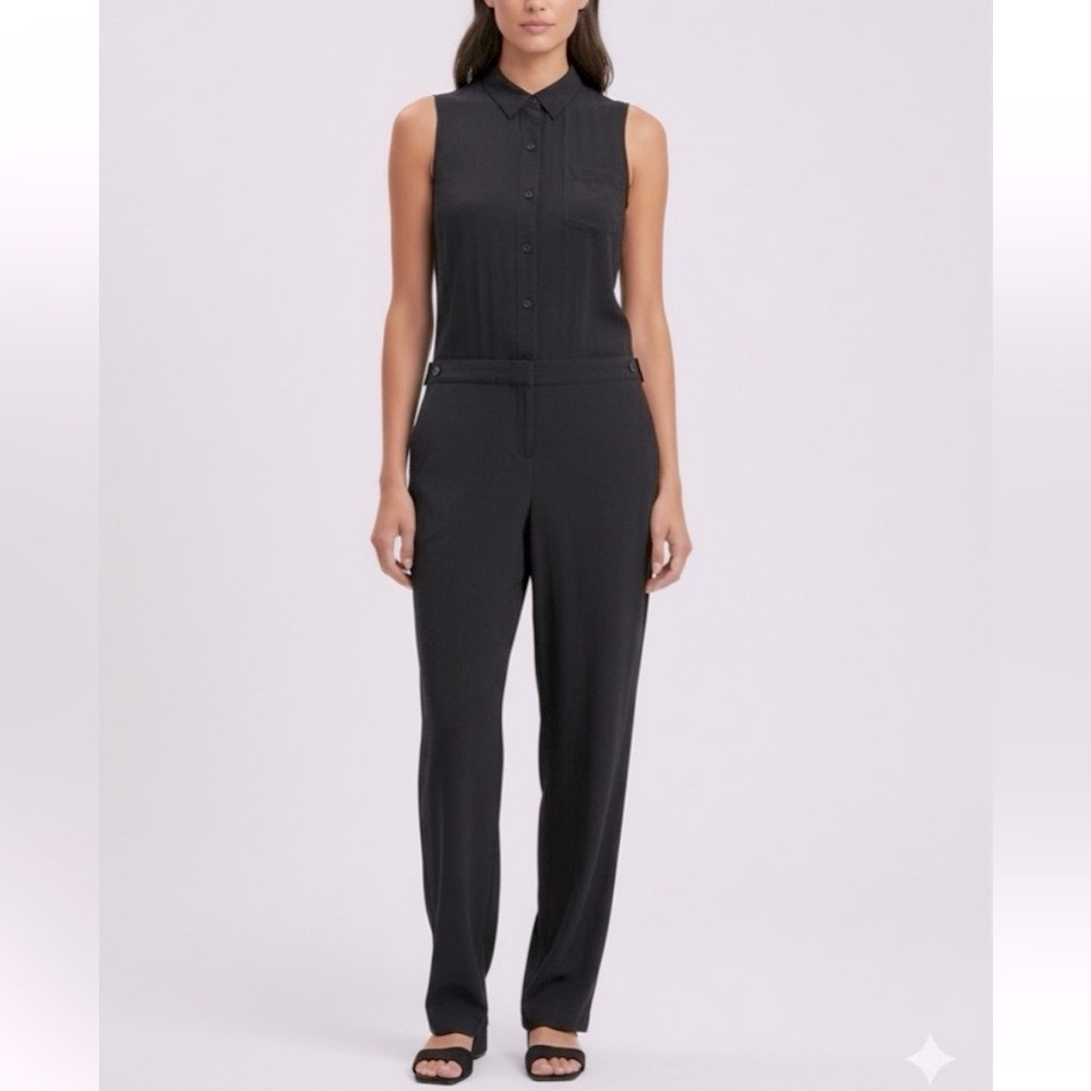 Theory Black Button-Front Jumpsuit - Picture 1 of 5